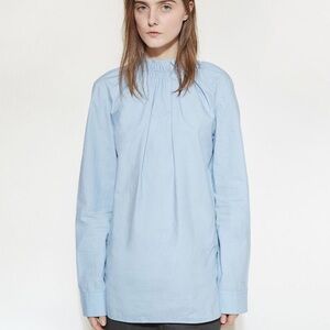 Marni Womens Poplin Button Down Shirt Blue Cotton Size EUR 38 US 0-2 ss 2015